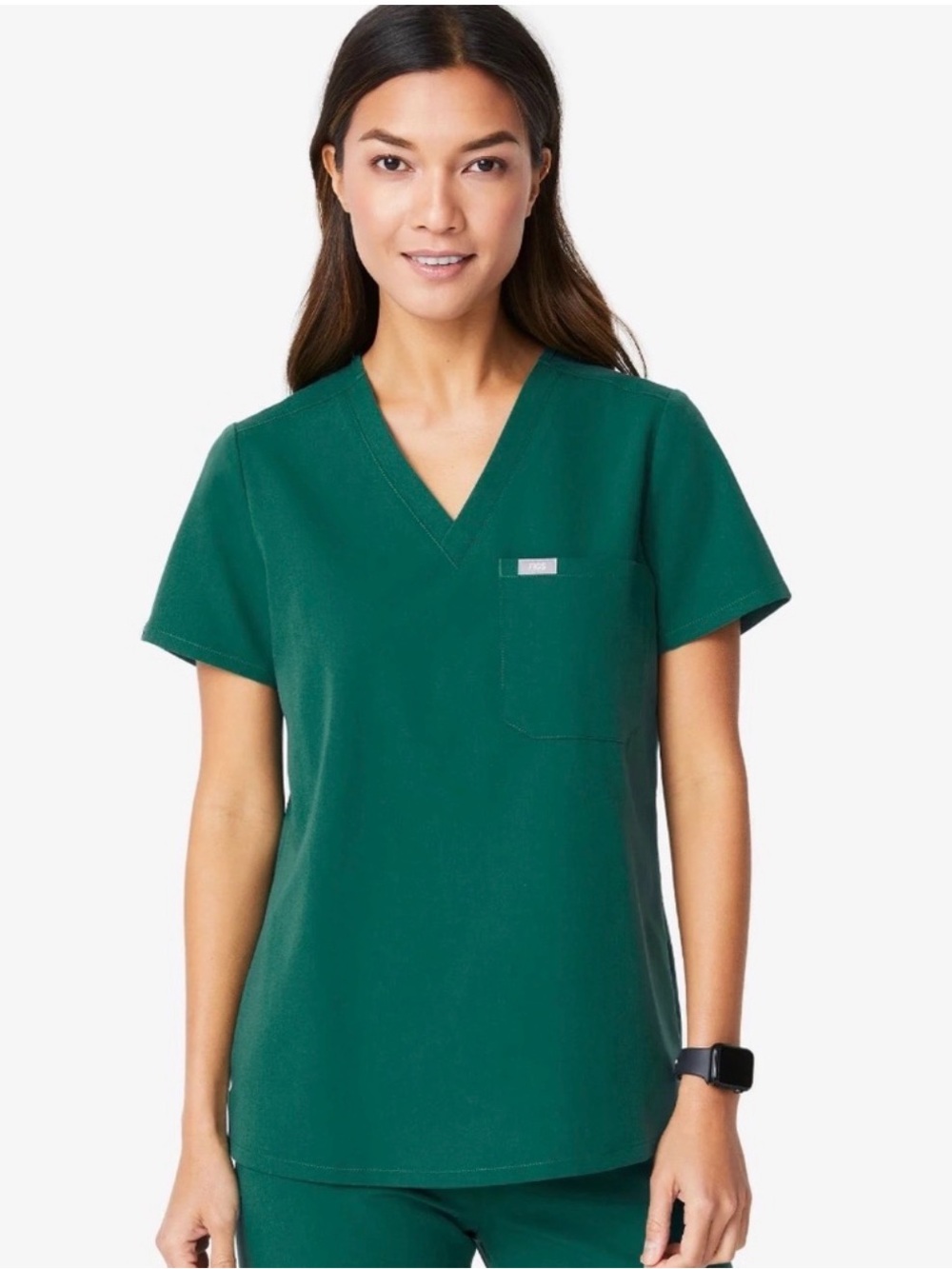 Figs Catarina V-Neck Scrub Top Hunter Green
